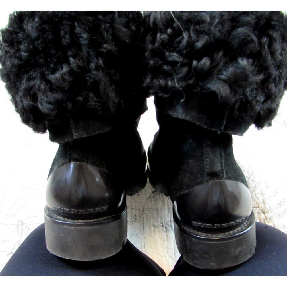 EUC $700 ITALY Burberry Quinsley Shearling Suede Lug waterproof Boots 36 6 - Picture 12 of 16